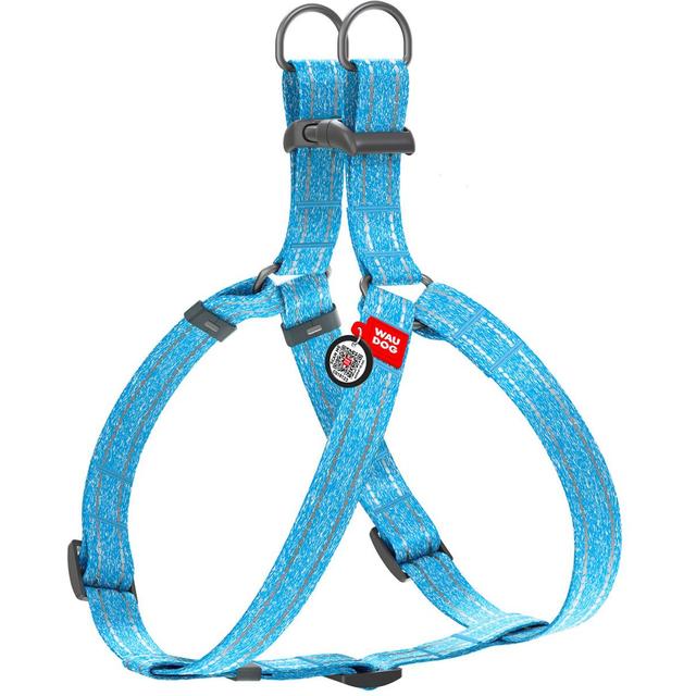 WAUDOG Re-Cotton Recycled Material QR Passport Dog Harness, Blue, Large
