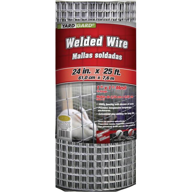 YardGard Welded Wire Galvanized 16-Gauge 1x1" Mesh Fence, 24-in x 25-ft roll