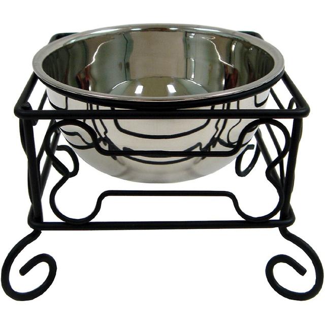 YML Wrought Iron Stand with Stainless Steel Dog Bowl, Large