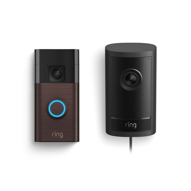 Ring Outdoor Cam Pro, Plug-In + Battery Doorbell in Venetian Bronze / Black