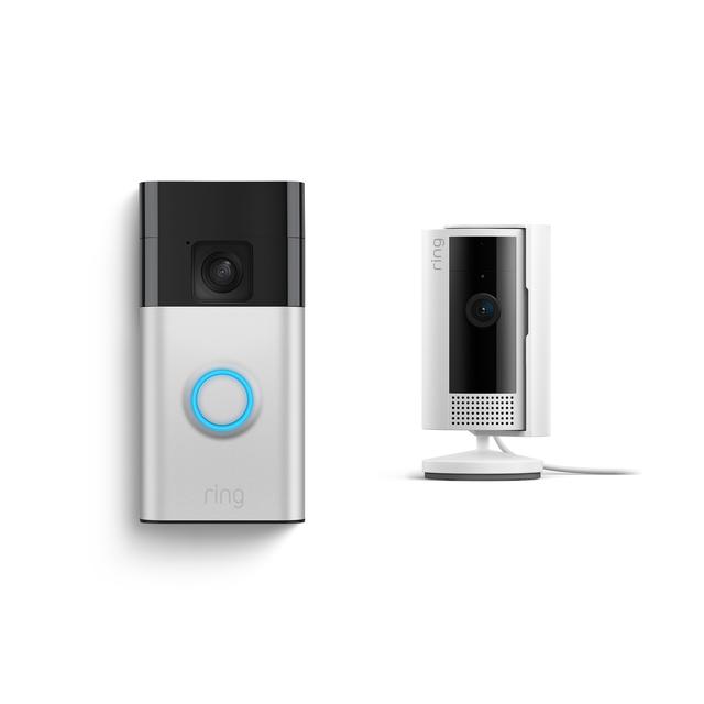 Ring Battery Doorbell + Indoor Cam in Satin Nickel