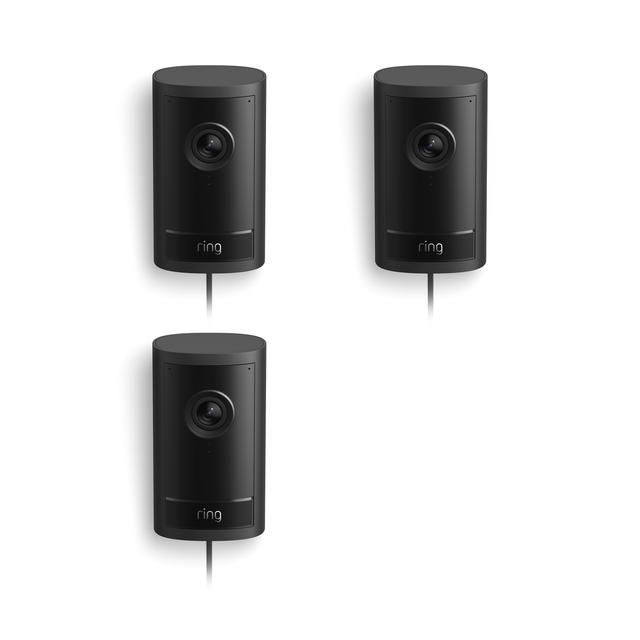 Ring Outdoor Cam Pro (Featuring Retinal 4K) Plug-In in Black | Pack of 3