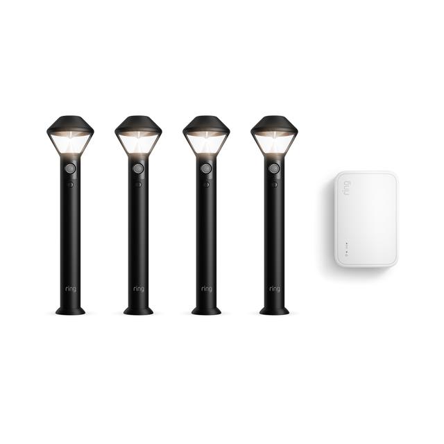 Ring Smart Lighting Pathlight Battery + Bridge (for 2nd Generation) in Black | Pack of 4