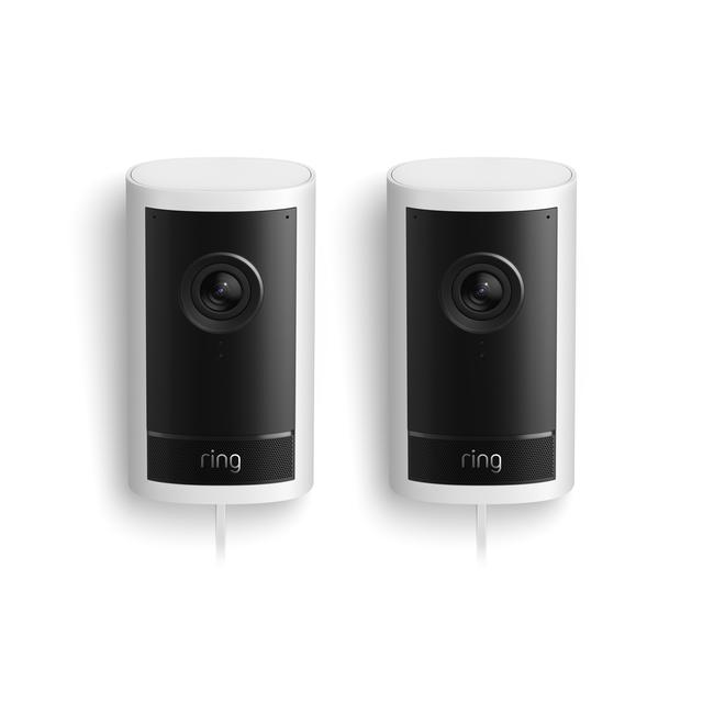Ring Outdoor Cam Pro (Featuring Retinal 4K) Plug-In in White | Pack of 2