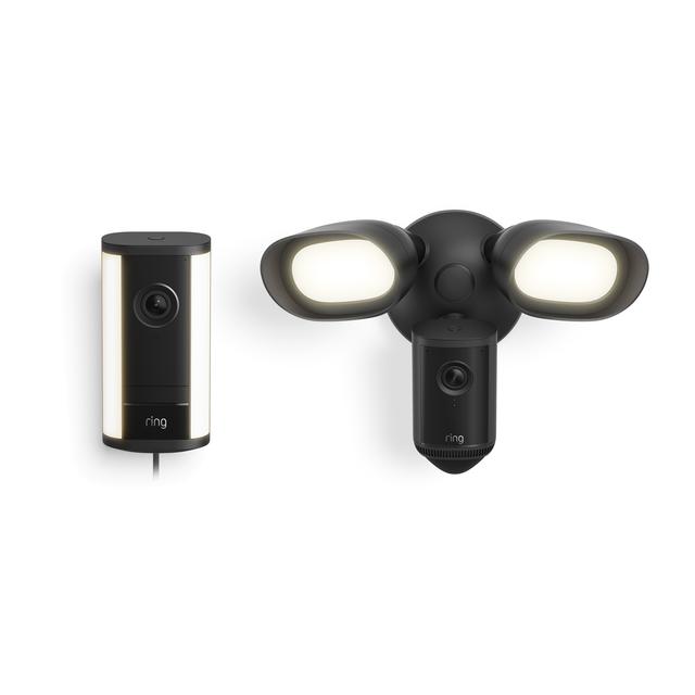 Ring Spotlight Cam Pro, Plug-in (for 2nd Generation) + Floodlight Cam Pro (for 2nd Generation) in Black