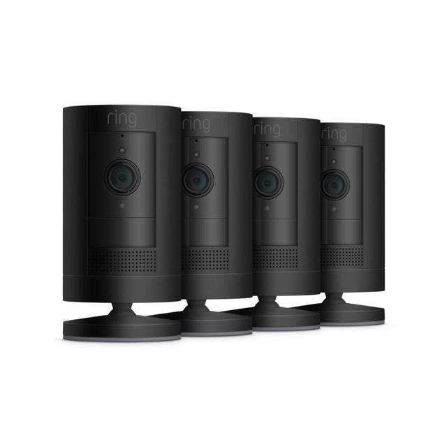 Ring Stick Up Cam (Certified Refurbished) Battery in Black | Pack of 4