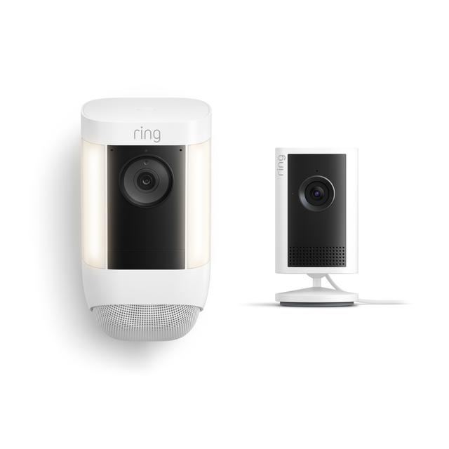 Ring Indoor Cam Plus + Spotlight Cam Pro, Battery in White