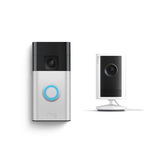 Ring Indoor Cam Plus + Battery Doorbell : Satin Nickel in Satin Nickel / White