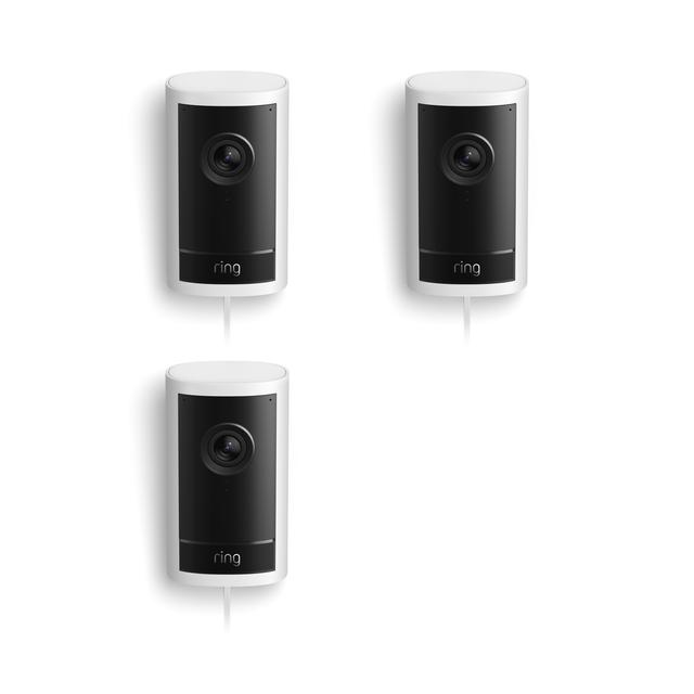 Ring Outdoor Cam Pro (Featuring Retinal 4K) Plug-In in White | Pack of 3
