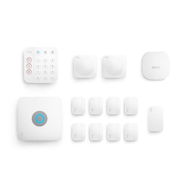 Ring Alarm Pro, 13-Piece Kit (with built-in eero Wi-Fi 6 router and additional eero 6 Wi-Fi Router) in White