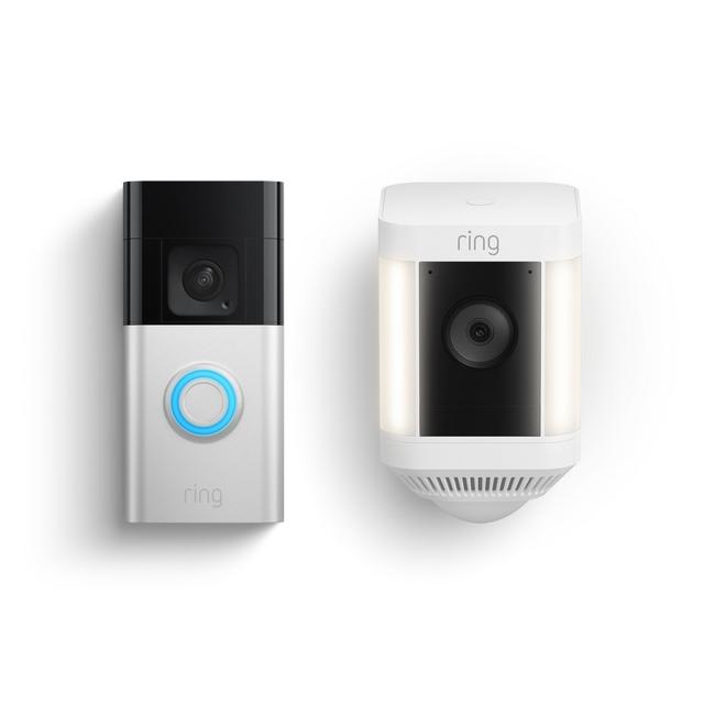 Ring Bestselling Advanced Kit (Battery Doorbell Plus + Spotlight Cam Plus Battery) in White