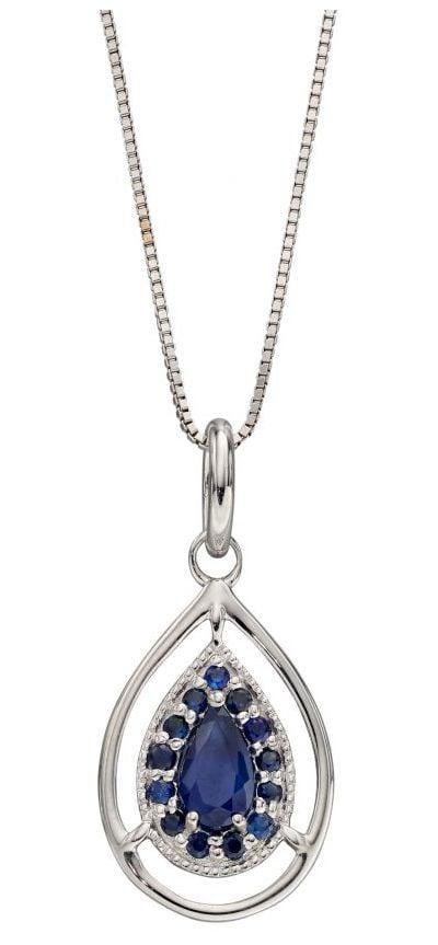 Elements Gold GP2271L 9ct White gold Sapphire Tear Drop Pend Jewellery