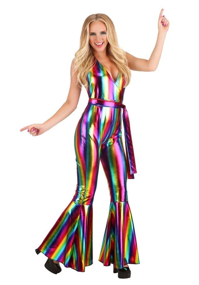 Rainbow Rave Disco Women's Fancy Dress Costume