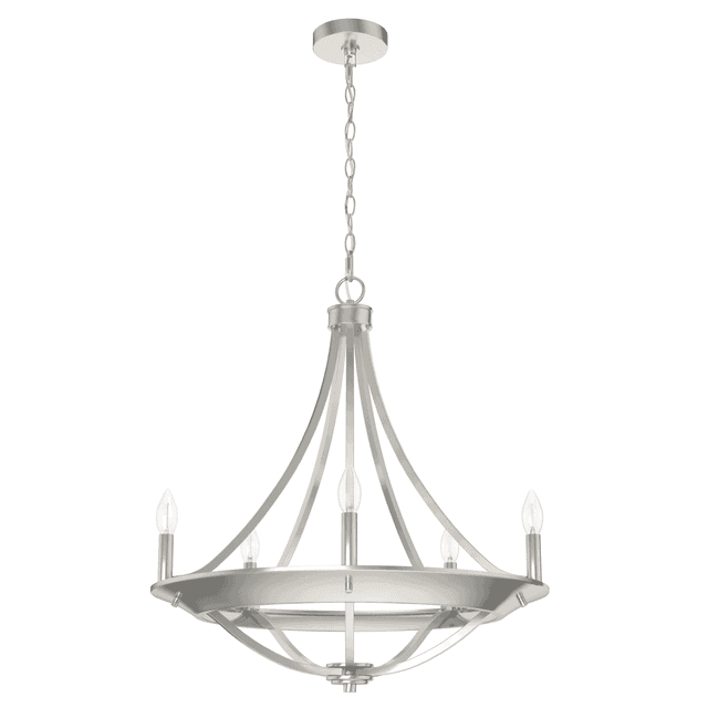 Brushed Nickel Five Light Chandelier from the Perch Point Collection