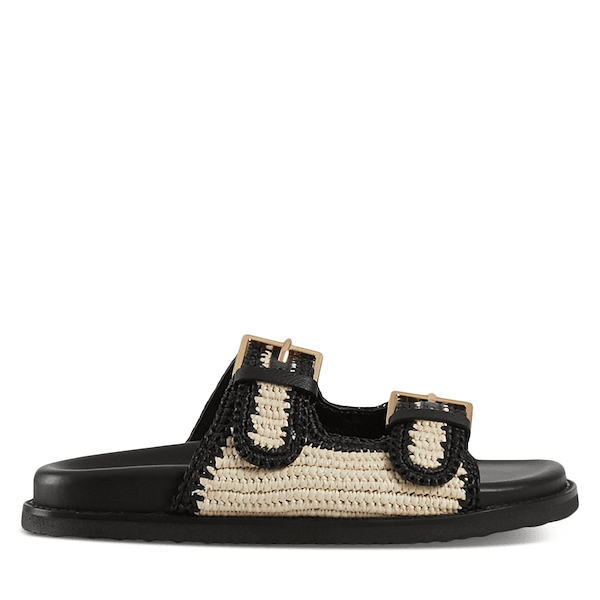 Sandales Dania Raffia noires pour femmes