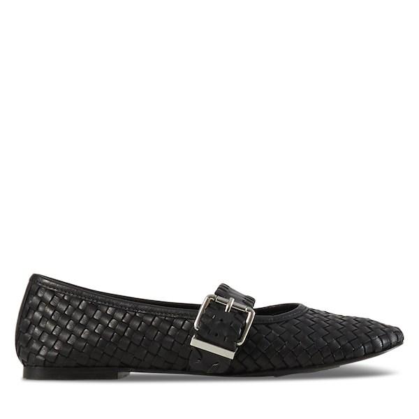 Women's Leonie Woven Ballet Flats in Black