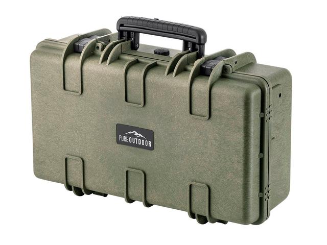 Pure Outdoor by Monoprice Weatherproof Hard Case with Customizable Foam, 22 x 14 x 8 in, OD Green