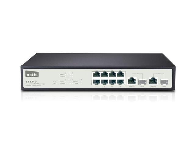 Monoprice 8FE+2 Combo-Port Gigabit Ethernet SNMP Switch (open box)