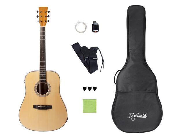 Idyllwild by Monoprice Solid Spruce Top Steel String Acoustic-Electric Guitar with Accessories and Gig Bag
