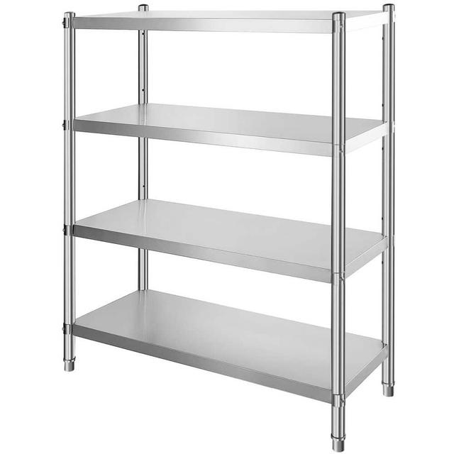 Sliver Stainless Steel, 18.9 in. Kitchen Prep Table with 4-Tier Adjustable Storage Unit, Heavy-Duty for Kitchen, Office
