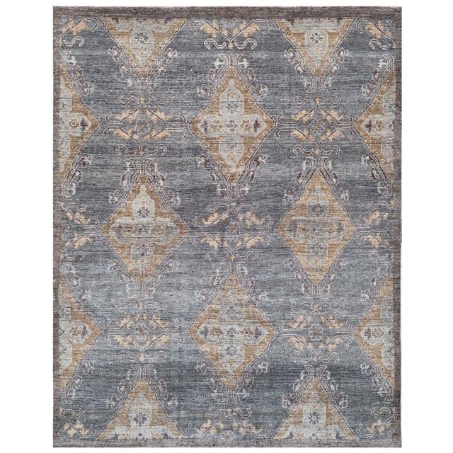 Izmir Charcoal/Taupe 6 ft. x 9 ft. Medallion Border Area Rug
