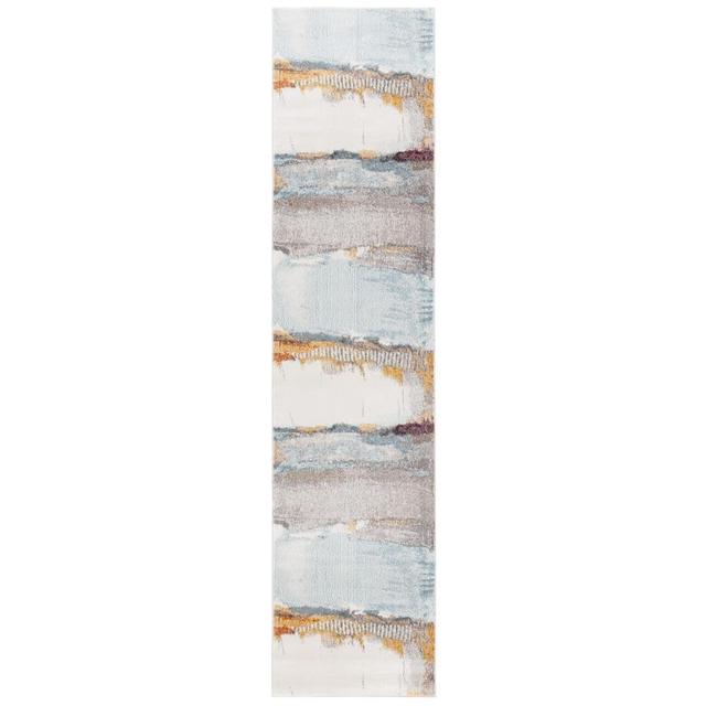 Aria 2 ft. x 8 ft. Ivory/Light Blue Abstract Parallel Runner Rug