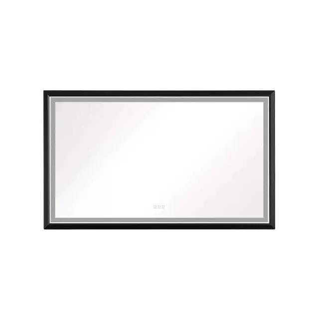 60 in. W x 36 in. H Rectangular Framed Dimmable LED Lighted Anti-Fog Wall Mounted Bathroom Vanity Mirror in Matte Black