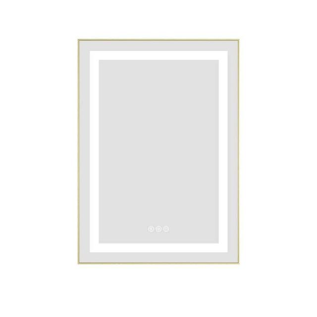 24 in. W x 32 in. H Rectangular Aluminum Framed LED Wall Bathroom Vanity Mirror with Front and Backlight in Brushed Gold