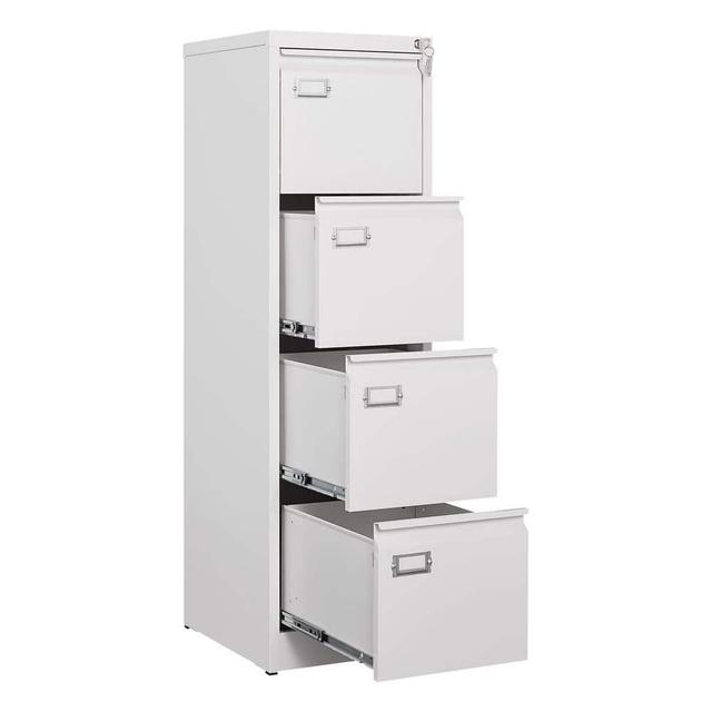 15.1 in. W x 52.36 in. H x 17.8 in. D 4 Drawer File Cabinet in White Vertical Metal Structure Legal Letter Storage