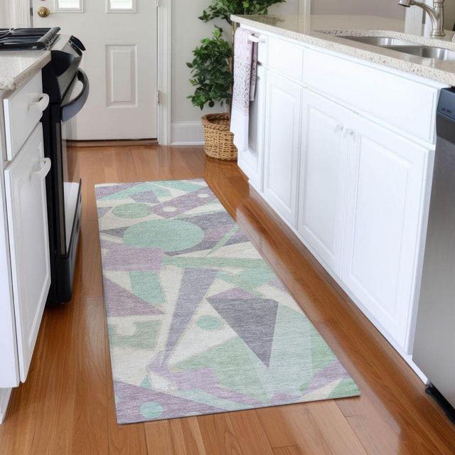 Mayfield Premium Machine Washable Abstract AMF1693 Lilac 2 ft. 3 in. x 7 ft. 6 in. Runner Rug
