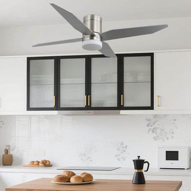 52'' Modern Rustic Ceiling Fan with Light, 4 Wood Blades, DC Motor, 6 Speed, 3 Color LED for Bedroom or Living Room