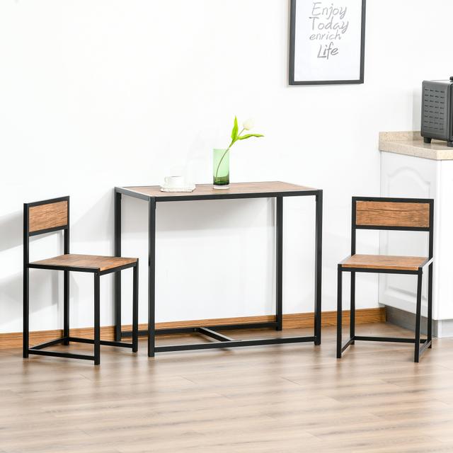 TEMU 3pcs Dining Set, Kitchen Table With 2 Chairs, Dining Table Set, Dining Room Set, Dining Table For Dining Room, Kitchen, Metal, Natural