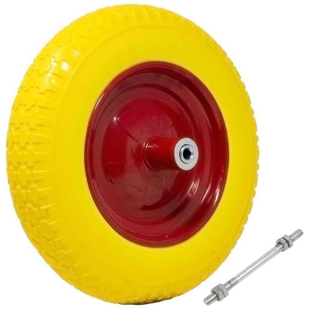 TEMU Full Bakaji Wheel In Yellow Polyurethane Anti-puncture For Stroller Diameter 35cm Width 9cm 3.50-8 Steel Rim With 210 Mm Axle Included Replacement Stroller Wheels