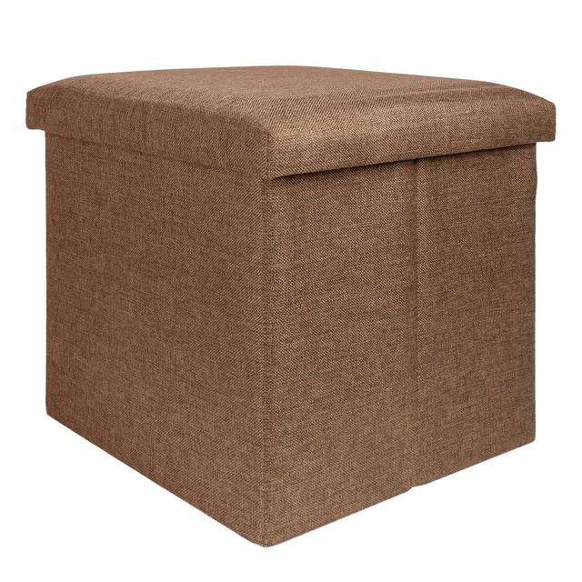 TEMU Ottoman de rangement pliable Intirilife 38X38X38 de rangement avec couvercle en tissu lin - Coffre de rangement -pieds banc