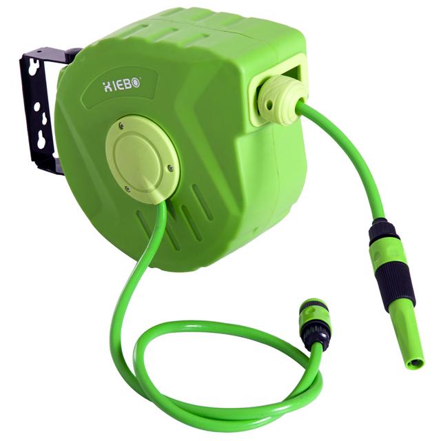 TEMU Outsunny de Mangueira Automático Giratório de 10m com Pistola de Pulverização Montada na Parede, de Mangueira Giratório 180° para Varanda