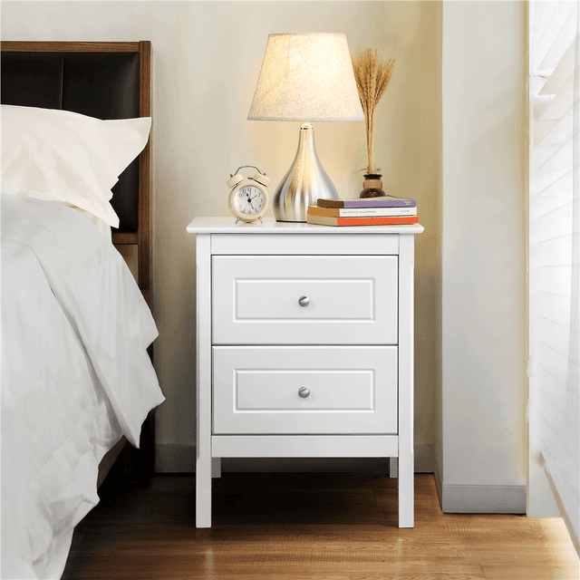 TEMU Costoffs Bedside Table 2-drawer End Table Rectangular Cabinet For Living Room Bedroom, 48 X 40 X 61 Cm