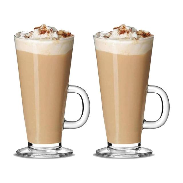 TEMU Latte Glasses Tea & Coffee Cups Pack Of 2-270ml Temperature Resistant Cafe Mugs With Handle Ideal For Milk Juice Ice Cream Latte, Cappuccino, Espresso And Hot Chocolate