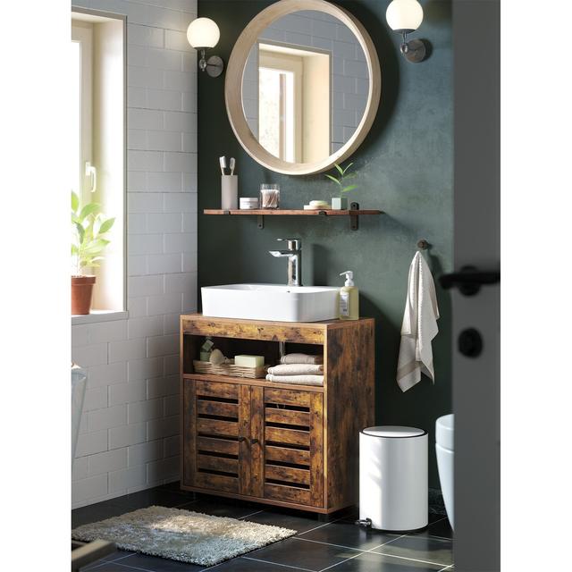 TEMU Vasagle Washstand , Bathroom Furniture, 60 X 30 Cm, Bathroom Furniture, Storage Cabinet, Base Cabinet With 2 Slatted Doors, With Adjustable Shelf,