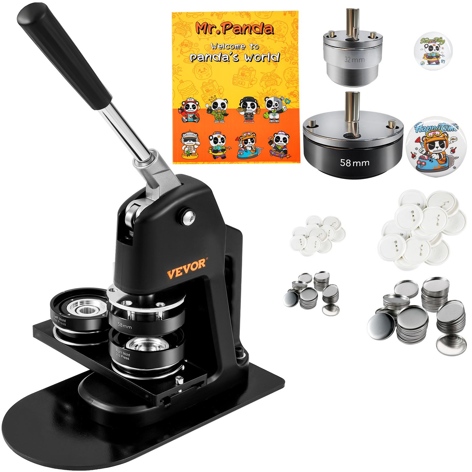 TEMU Vevor Button Maker Machine, Multiple Sizes 1..25 Inch Badge Punch Press Kit, Children Diy Gifts Pin Maker, Button Making Supplies With 500pcs Button Parts & Circle Cutter & Magic Book