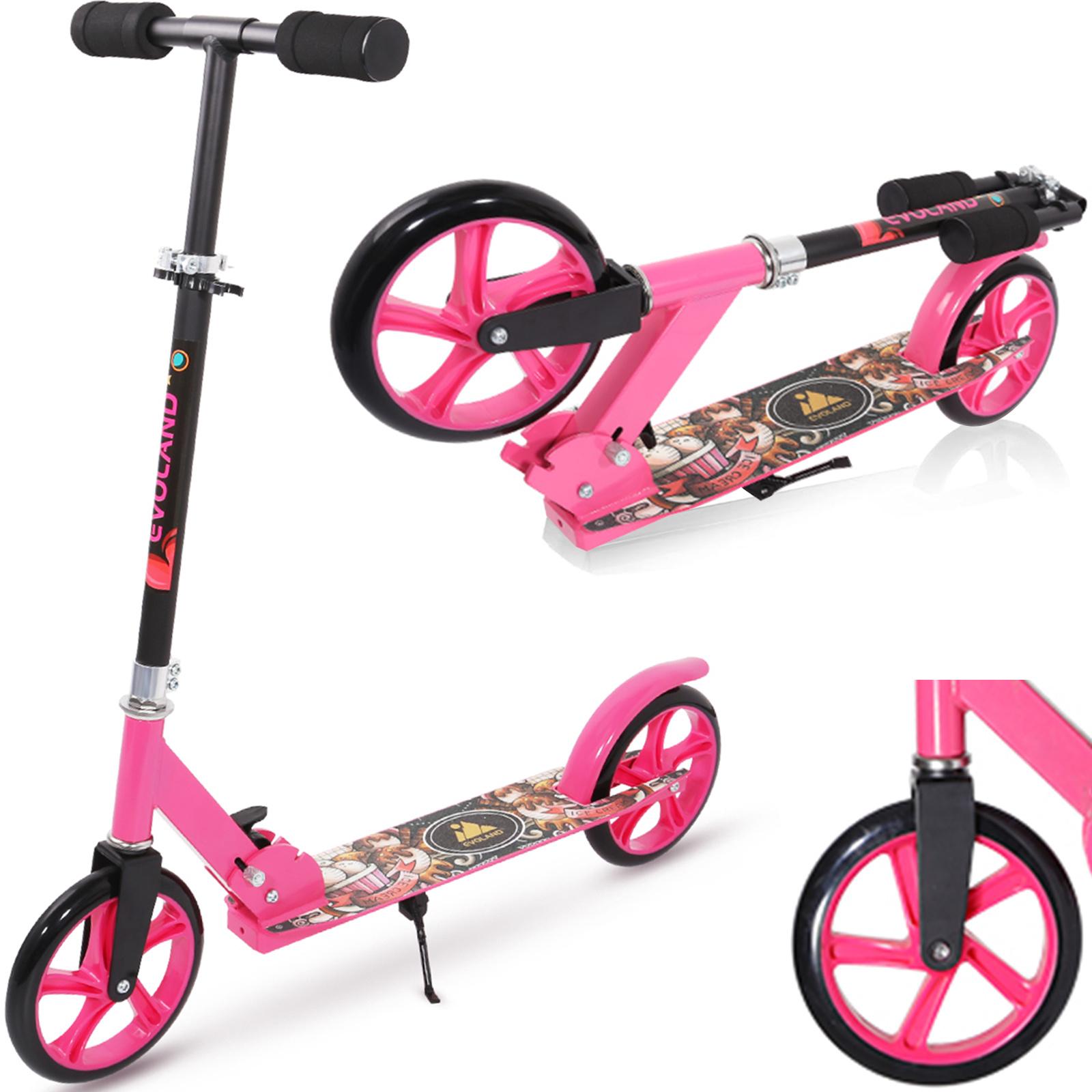 TEMU 50kg Heavy-duty Kick Scooter For Adults 8+, Aluminium Alloy , Foldable, Rear Brake, Front Suspension, Anti-slip Tires, Adjustable Height Commuter, Pink