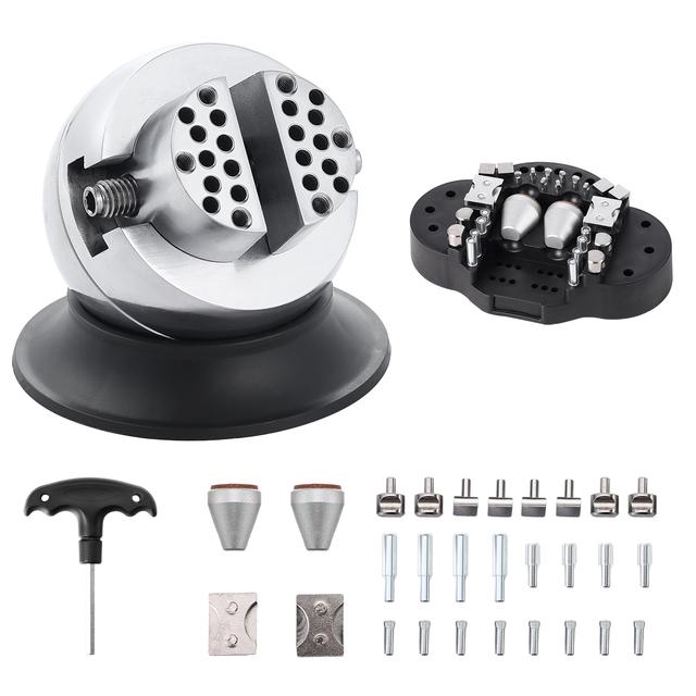 TEMU VEVOR Torno de Bolas 3" Herramienta de Grabado con Rotación 360°, Torno de Bolas Profesional, 30 Piezas de Accesorios para Grabado, Bloque Estándar para Joyería (3 Pulgadas)