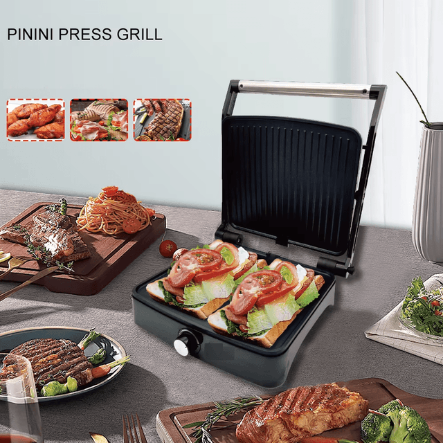 TEMU Parrilla eléctrica, 2000W, revestimiento antiadherente, , sandwichera con placas grill, superficie 28cm x , BBQ en casa, patio, local. Sokany