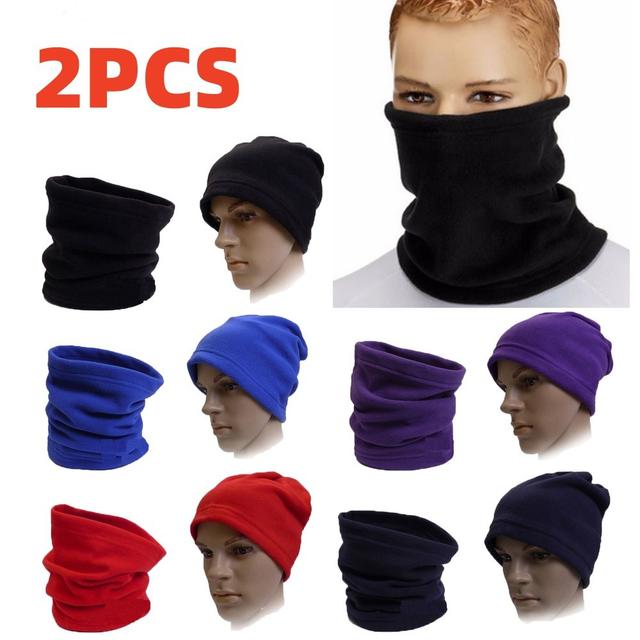TEMU 2pcs Thermal Polar Fleece Neck Warmer Face Mask Scarf Ski Hat Balaclava Unisex