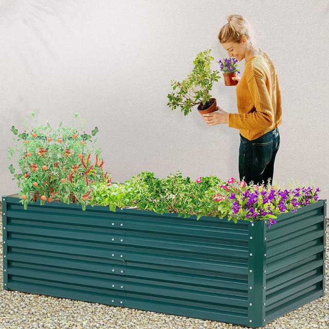 TEMU Garden Metal Raised Vegetable Planter Outdoor Flower Trough Grow Bed Box Green 180x90x57cm