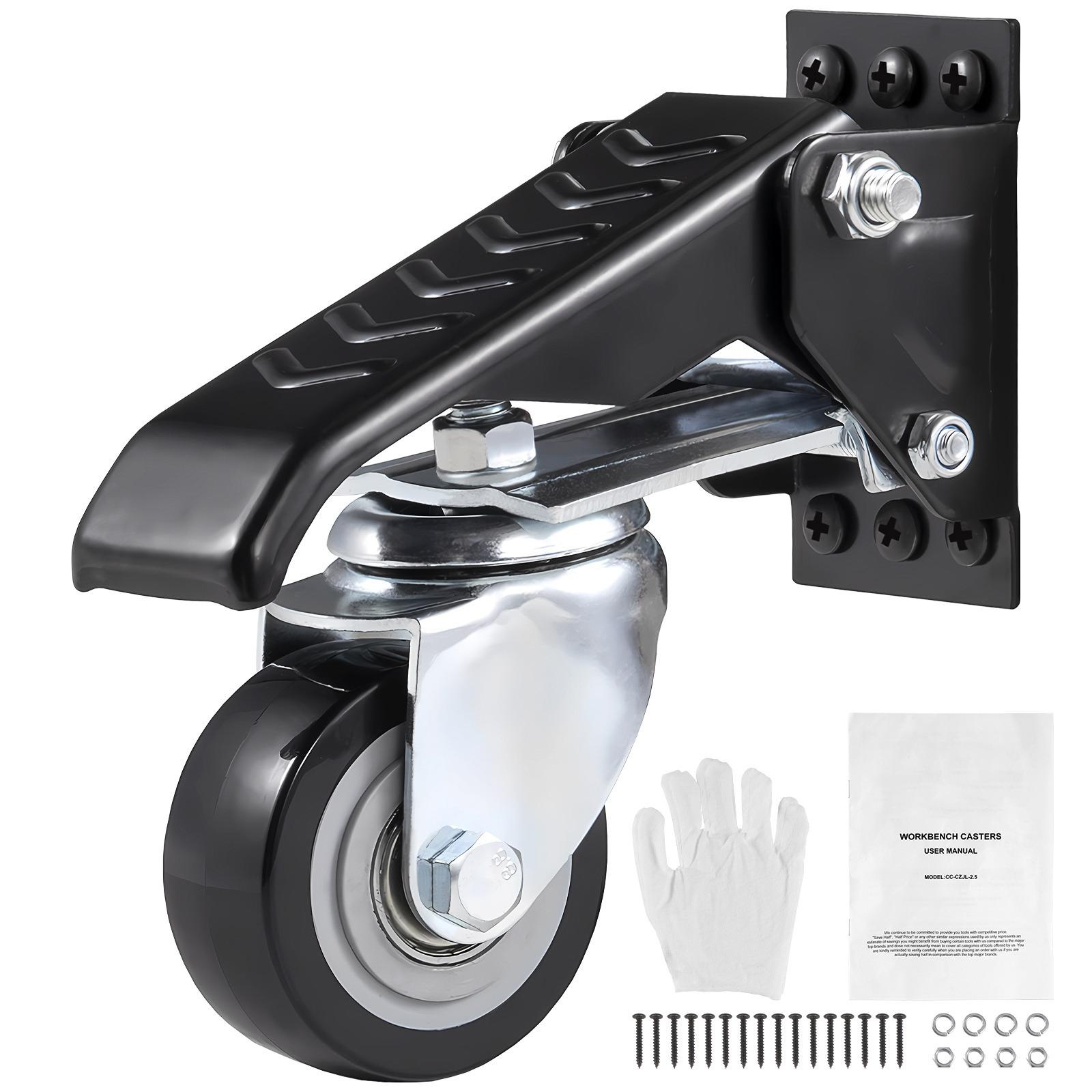 TEMU Vevor Set Of 4 Wheels For Workbenches With Pedal Brake, Load Capacity 74.8kg, 4pcs Rotating Wheels For Mobile Workbench Replacement Wheels With Brake