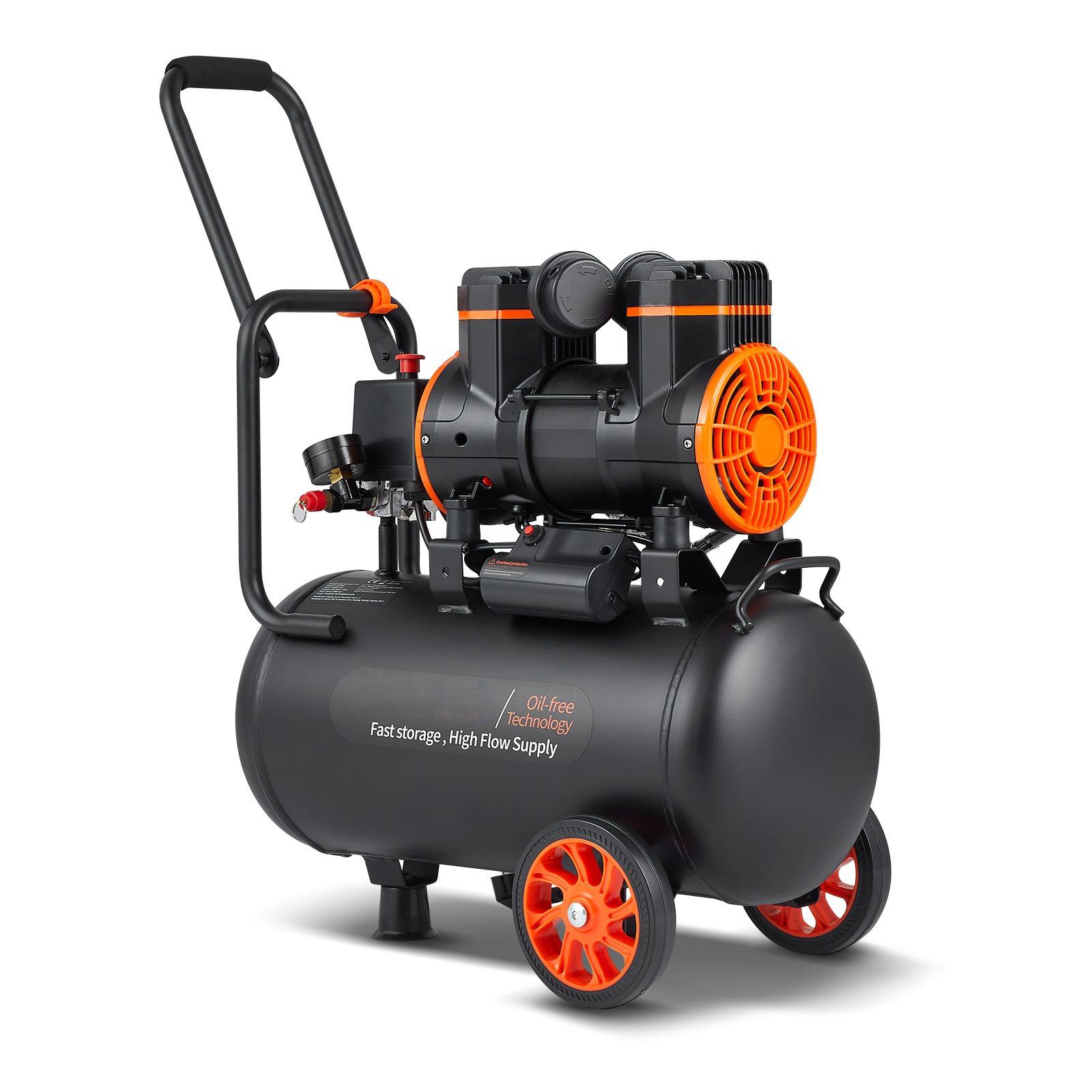 TEMU VEVOR Compresseur à Air Silencieux 24 L Réservoir Compresseur d'Air Huile 1450 W 57 m3/h à 70 dB pour Réparation Automobile Gonflage Pneus Peinture au Pistolet Clouage Menuiserie