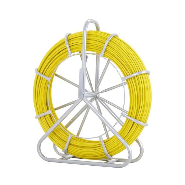 TEMU Vevor Fish Tape Fiberglass, 425 Ft, 1/4 Inch, Duct Rodder Fishtape Wire Puller, Cable Running Rod With Steel Reel Stand, 3 Pulling Heads, Fishing Tools For Walls And Electrical , Non-conductive