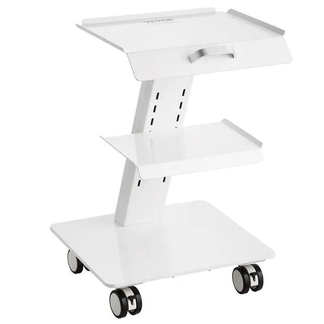 TEMU Vevor Lab Trolley, 3-layer Rolling Lab Cart, Metal Mobile Trolley With Swivel Wheels, Tray Rolling Clinic Cart 220 Lbs Weight Capacity, , Clinic, Beauty And Salon