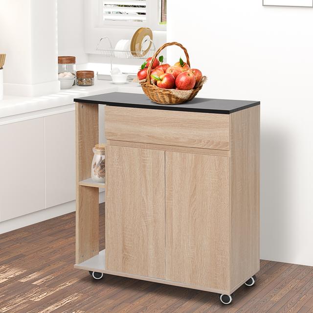 TEMU HOMCOM Carrello da Cucina con Ruote, Carrello Cucina con Cassetti Armadietto in Legno Truciolato 78x39.5x88.5cm