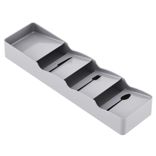 TEMU Cutlery Tray For Drawers, Cutlery Tray Small For Kitchen, Plastic Cutlery Organizer For Silverware, Spoons, Forks And Knives, Cutlery Storage, Grey